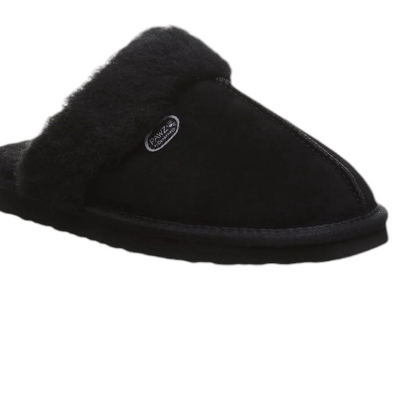 BearPaw Shoes - Bearpaws Paws Women's Black Leather Mackenzie Suede Scuff Slipper Size 11